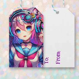 Glitchcore Colorful Anime Girl Artwork Presentetikett