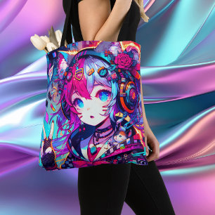 Glitchcore Colorful Anime Girl Artwork Tygkasse