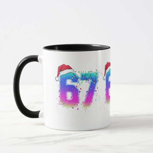 Glitchcore Cyber Julgran 67 Neon Meme Tröja Mugg (Vänster)