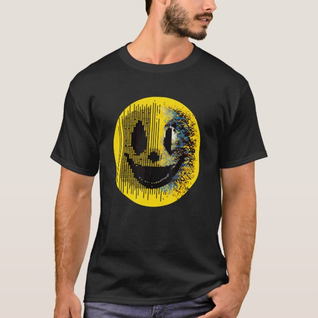 Glitchcore Digital Face Algorithmic Digital Art T Shirt (Framsida)