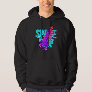 Glitchcore Space Shuttle with Text Space Frakt Hoodie