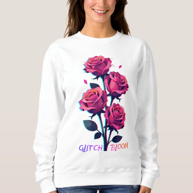 Glitched Roses Grow Louder T Shirt (Framsida)