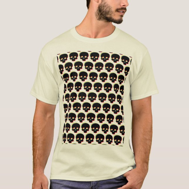 Glitchig Dödskalle Färggranna Nyanser av Döden T Shirt (Framsida)
