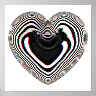 Glitchig holografisk cyberhjärta dekal poster