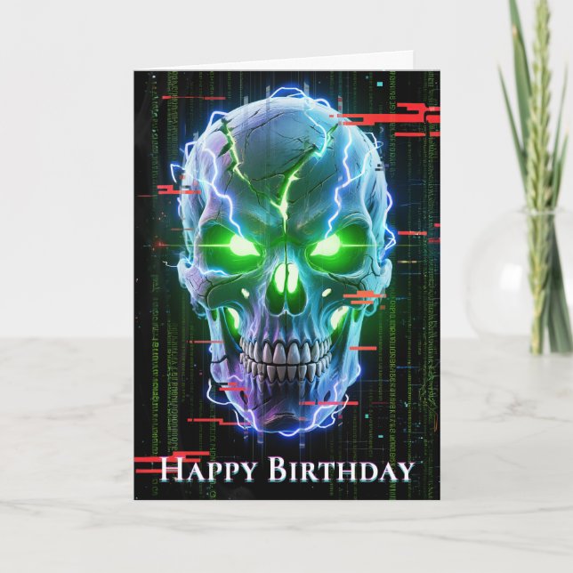 Glitching Skull of Neon Fury Kort (Framsida)