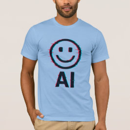 Glitchy AI Smiley - Futuristiska Tech T-Shirt Desi