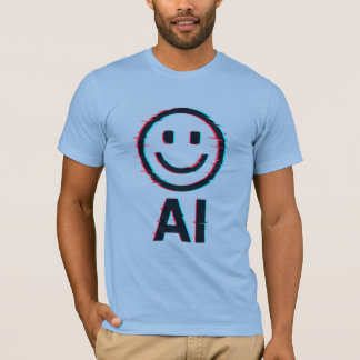 Glitchy AI Smiley - Futuristiska Tech T-Shirt Desi