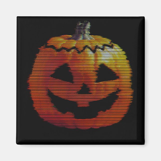 Glitchy TV Pumpkin Magnet (Framsidan)