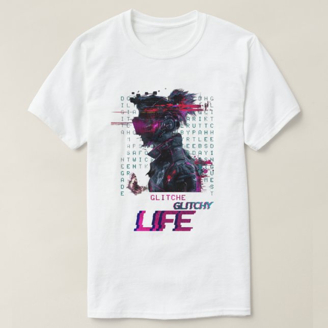 Glitchy Vibes T-Shirt - Fet och förvrängd design (Design framsida)