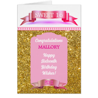 Glitsy! Personalized Sweet 16 Birthday Card Hälsningskort
