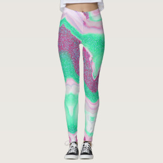 Glitted Marble | Färsk färgton, Grönt, Rosa av Mag Leggings