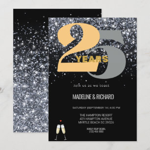 Glitter 25-års Silverjubileumsfirande Inbjudningar