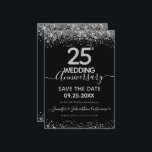 Glitter 25:e Bröllop-årsdagen för inbjudan<br><div class="desc">Elegant Faux guld glitter med skuggande konfettsyror på översta sidan och grund gräns. All text är justerbar och lätt att ändra för dina egna behov i party. Underbar elegant 25-årsjubileum - malldesign.</div>