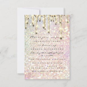 Glitter 3D Möhippa Sweet 16th Guld Holograph Inbjudningar