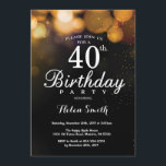 Glitter 40:e födelsedagsinbjudan till Guld Inbjudningar<br><div class="desc">Glitter 40:e födelsedagsinbjudan till Guld. Vuxen födelsedag. Guld Glitter Bokeh-bakgrund. 16:e 18:e 21:e 30:e 40:e 60:e 70:e 80:e 90:e 100:e. Vilken ålder som helst.
Om du vill göra ytterligare anpassningar klickar du på knappen Anpassa och användor verktygen som är utformat för att ändra mallen.</div>