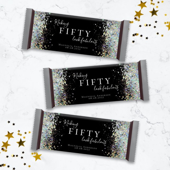 Glitter 50-års födelsedagspresent Godisbarnetikett (Skapare uppladdad)