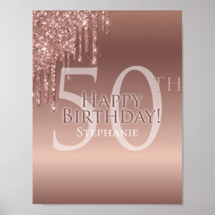 Glitter 50:e Rosa Födelsedagsfest Poster