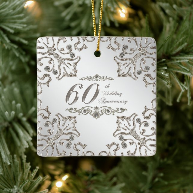 Glitter 60:e Diamond Bröllop-årsdagen Ornament (Träd)