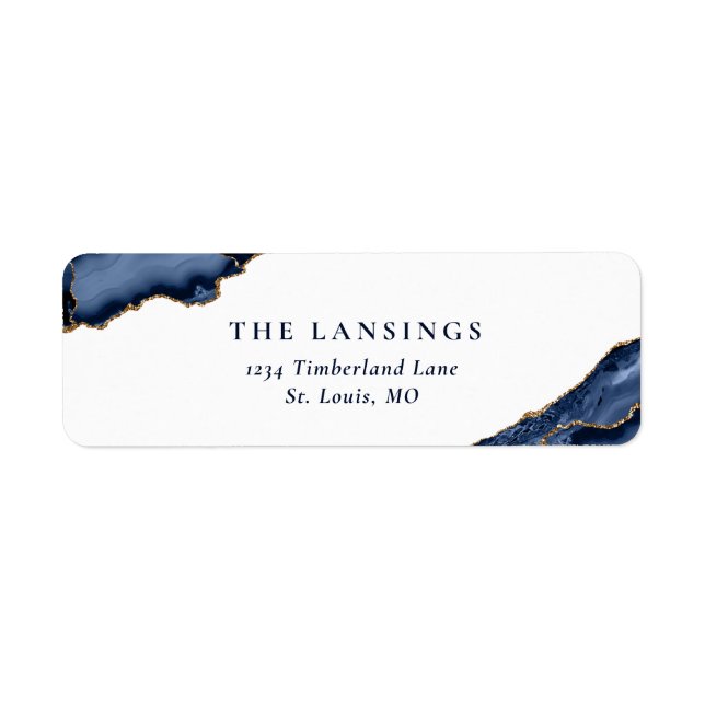 Glitter-agate Geode Marble Guld Returadress Etikett (Framsidan)