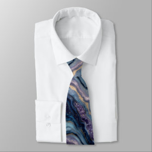 Glitter Agate Lila Blue Neck Tie Slips