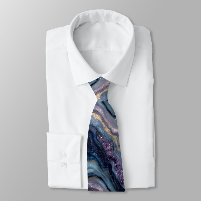 Glitter Agate Lila Blue Neck Tie Slips (Bunden)