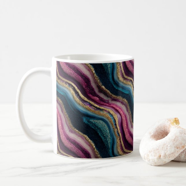Glitter Agate Rosa Cyan Coffee Mugg (Med munk)