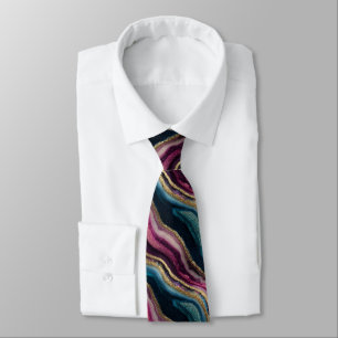 Glitter Agate Rosa Cyan Neck Tie Slips