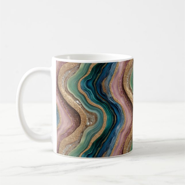 Glitter Agate Rosa Teal Coffee Mugg (Vänster)