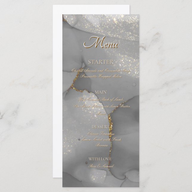 Glitter Alcohol Ink Chic Flat Menu Meny (Fram/baksida)