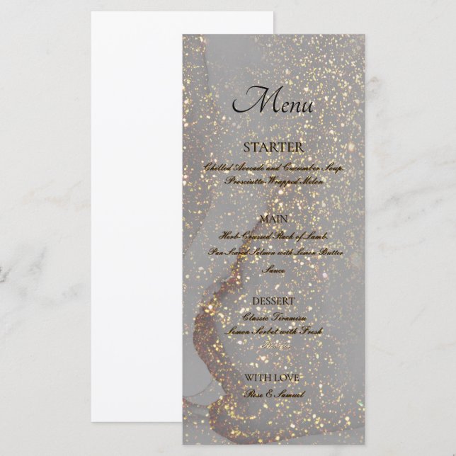 Glitter Alkohol Bläck Chic Platt Meny (Fram/baksida)