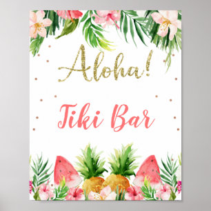 Glitter Aloha Blommigt Fruit Födelsedagsfest Poste Poster