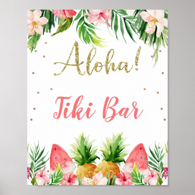 Glitter Aloha Blommigt Fruit Födelsedagsfest Poste Poster (Framsidan)