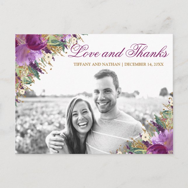 Glitter Ametyst Lila Photo Tack vykort (Framsida)