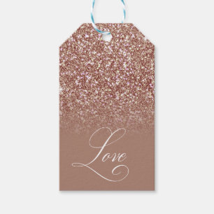 Glitter Anpassat Namn Kärlek Typografi Brun A27767 Presentetikett