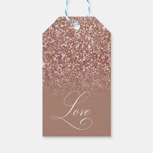 Glitter Anpassat Namn Kärlek Typografi Brun A27767 Presentetikett (Framsidan)