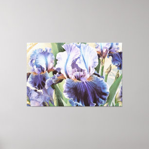 *~* Glitter Aqua IRIS Irises Vintage Blommigt TV2 Canvastryck