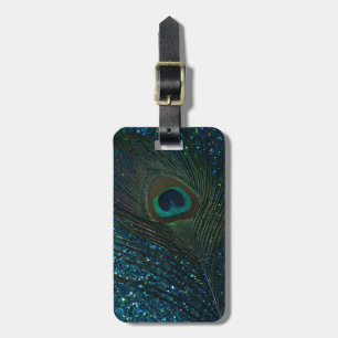 Glitter Aqua Peacock Bagagebricka