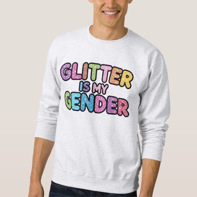 Glitter är min Gender Lång Ärmad Tröja (Framsida)