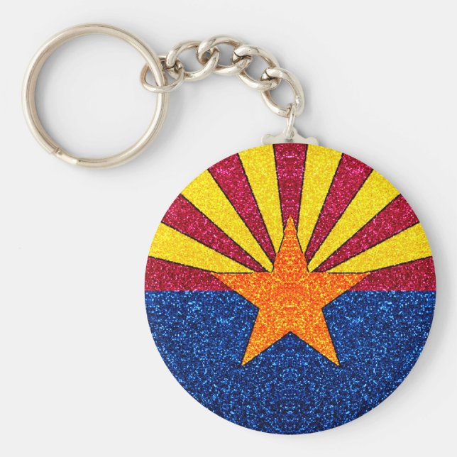 Glitter Arizona-flagga-rundans nyckelkedja Nyckelring (Framsidan)