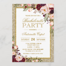 Glitter Bachelorette Party Burgundy Blommigt Inbju