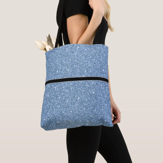 Glitter-bag för kvinnor med svart Rand Tygkasse (Närbild)