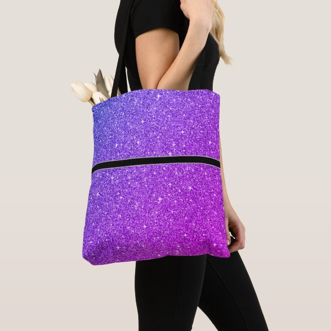 Glitter-bag för kvinnor med svart Rand Tygkasse (Närbild)