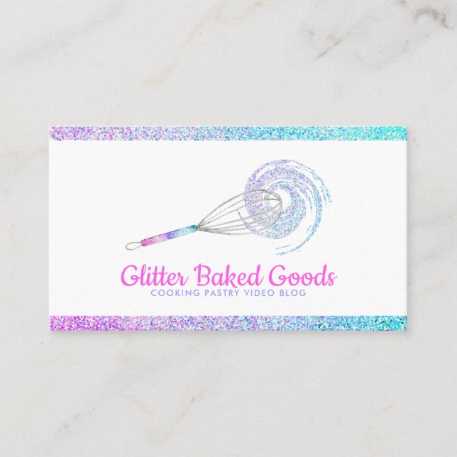 Glitter baklogotyp bakredskap visp visitkort (Framsida)