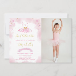 Glitter Ballerina födelsedagsinbjudan med foto Inbjudningar