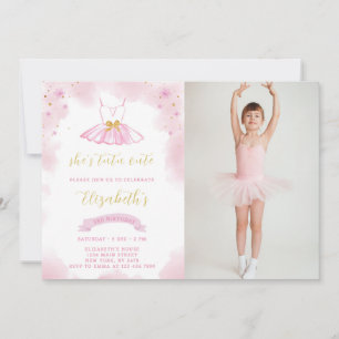 Glitter Ballerina födelsedagsinbjudan med foto Inbjudningar