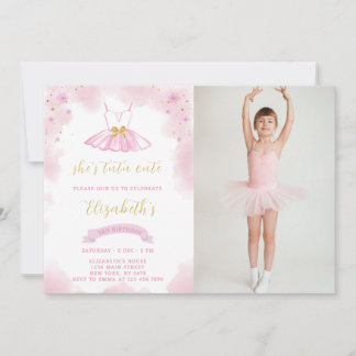 Glitter Ballerina födelsedagsinbjudan med foto Inbjudningar