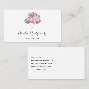 Glitter Balloon Bunch Rosa och Silver Visitkort