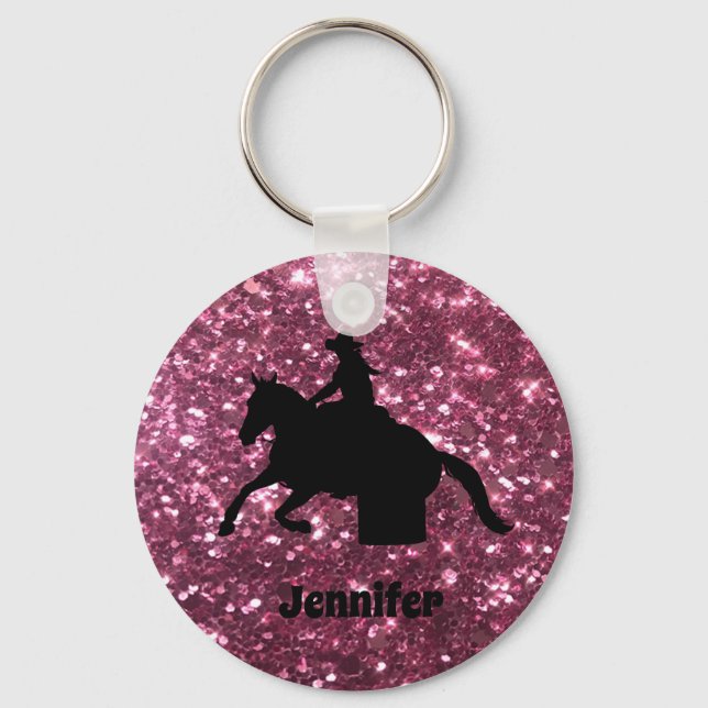 Glitter Barrel Tävla Western Rodeo Keychain Nyckelring (Framsida)