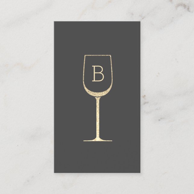 Glitter Bartender Sommelier Monogram Visitkort (Framsida)