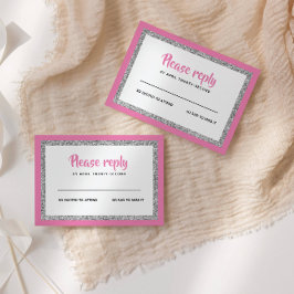 Glitter Bat mitzvah, Rosa och Silver OSA Kort